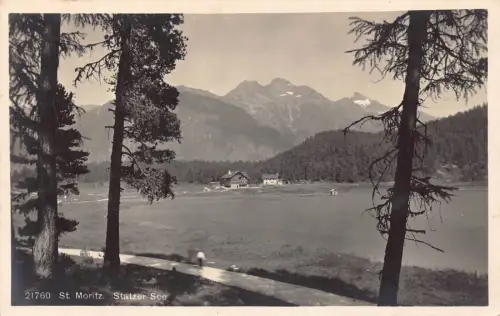 L309 Schweiz St Moritz 1924 Statzer See Vintage Postkarte