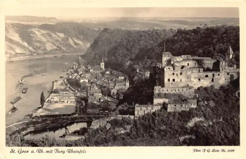 L316 Deutschland St Goar Schloss Rheinfels Schloss Dampfschiffe Vintage Postkarte