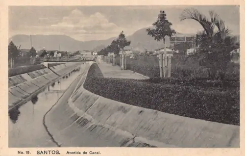 B624 Brasilien Santos Avenida do Canal Vintage Postkarte
