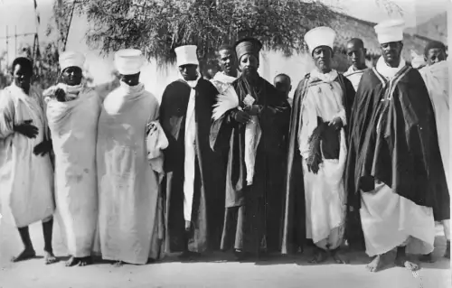 B635 Äthiopien Abessinischer Klerus Ureinwohner Männer Ethnisch RPPC Vintage Postkarte