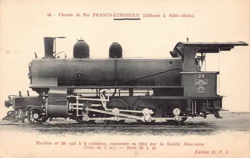 B635 Lok Dampflok Chemin de Fer Franco Äthiopien Addis Adeba Postkarte