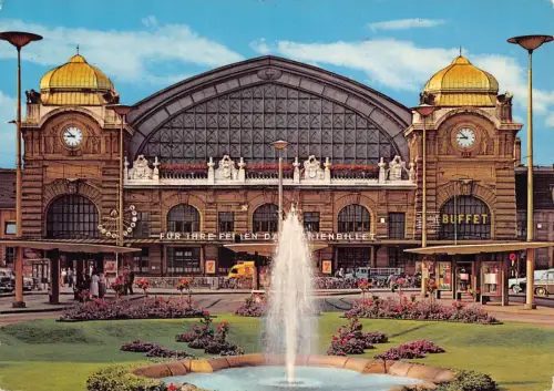 Schweiz Basel Hauptbahnhof Brunnen Buffet Vintage Postkarte