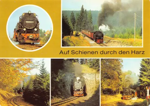 Deutschland Harzquerbahn Mehrfachansicht Dampfbahn Landschaften Vintage Postkarte