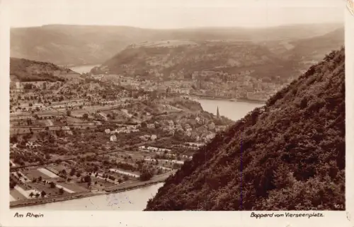 L318 Deutschland Am Rhein Boppard vom Vierseenplatz Vintage Postkarte