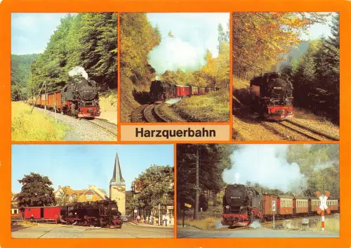Deutschland Harzquerbahn Eisenbahn Dampfzug Mehransicht Postkarte