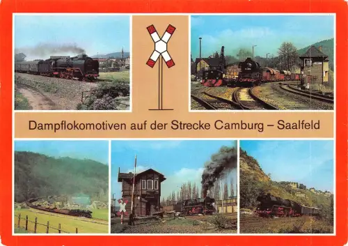 Deutschland Dampfzug auf Camburg-Saalfeld Bahn Mehransicht Postkarte