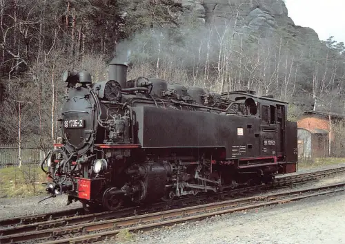 Deutschland Transport DR Dampflokomotive am Bahnhof Oybin Postkarte
