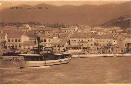 Kroatien Crikvenica Hafen Luka Hafen Dampfschiff Vintage Postkarte