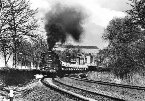 Dampflok Dampflokomotiven im Einsatz Baureihe mit Nahgueterzug RPPC Postkarte