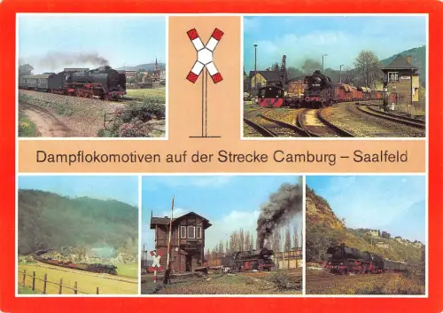 Deutschland Strecke Camburg-Saalfeld Eisenbahn Dampflok Vintage Postkarte