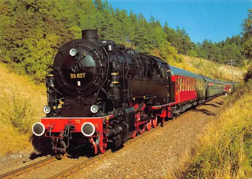 Deutschland DR Dampflok steuert Eisenbahnfan Special bei Eisfeld Postkarte