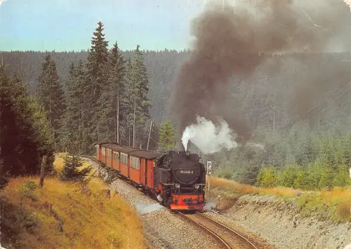 Deutschland 1987 Harzquerbahn Bei Benneckenstein Dampflok Vintage Postkarte