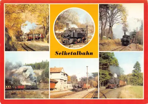 Deutschland Selketalbahn Dampfzug in verschiedenen Landschaften Vintage Postkarte