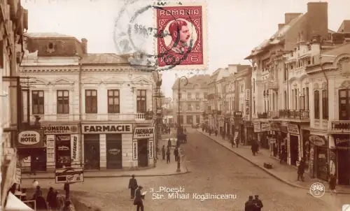 Rumänien 1933 Ploiesti Str Mihail Kogalniceanu Farmacie Grand Hotel Fiat Postkarte