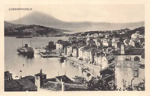 Kroatien Lussinpiccolo Mali Losinj Hafen Dampfschiff Vintage Postkarte