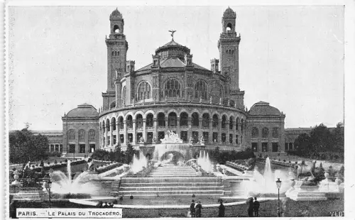 L307 Frankreich Paris Le Palais du Trocadero Brunnen Vintage Postkarte