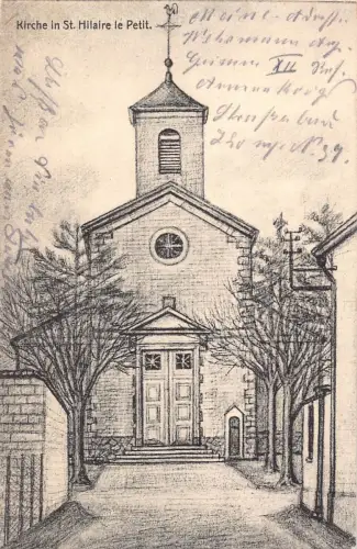L307 Frankreich 1915 Feldpost 1. Weltkrieg Kirche in St. Hilaire le Petit Vintage Postkarte
