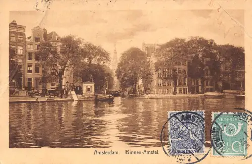 Niederlande 1927 Amsterdam Binnen-Amstelkanal Vintage Postkarte
