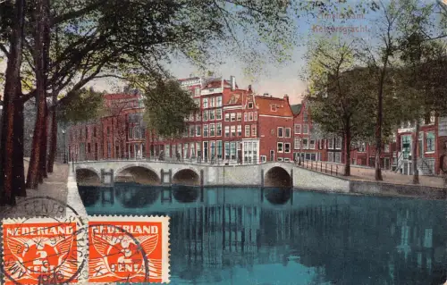 Niederlande 1926 Amsterdam Kelzersgracht Kanalbrücke Vintage Postkarte