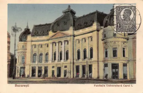 Rumänien 1927 Bucuresti Bukarest Universitara Carol I Universität Postkarte