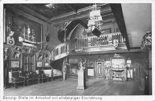 A060 Polen Danzig Danzig 1935 Diele Artushof Einrichtung Wendeltreppe Postkarte