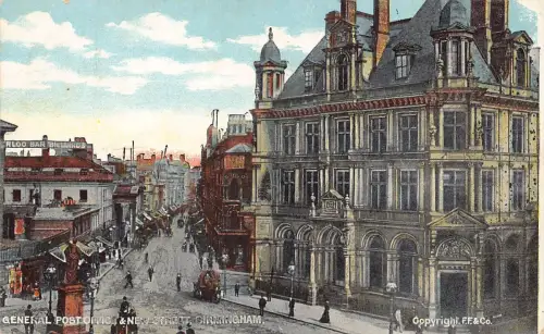 A887 England Birmingham General Post Office und New Street Vintage Postkarte