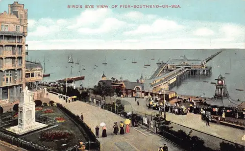 A887 England Vogelperspektive auf Pier Southend auf Meer Vintage Postkarte