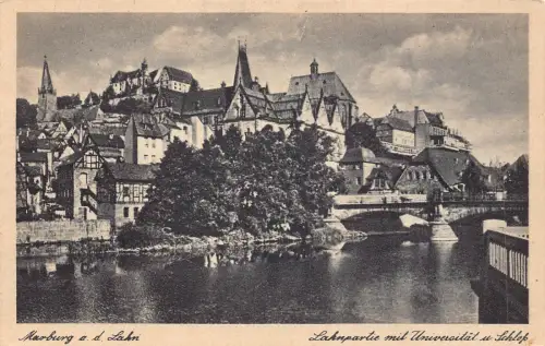 L318 Deutschland Marburg a d Lahn Schloss Universitätsbrücke Postkarte