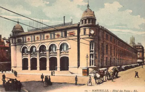 C010 Frankreich, Marseille Hotel des Postes Vintage Postkarte