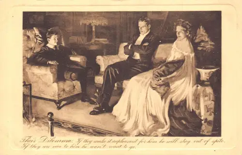 Kunst von N King Das Dilemma Eltern warten darauf, dass Sohn schläft Comic Postkarte B916