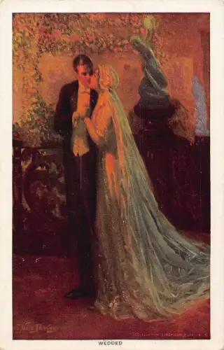 Liebesroman Hochzeit Hochzeit Ehepaar Kunst von Alfred James Dewey Postkarte B916