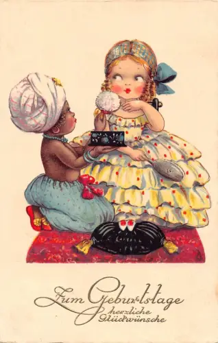 L404 Geburtstagsgrüße 1930 Kinder Schminkpuppe Stil Postkarte