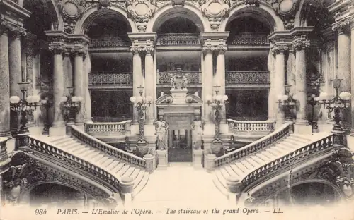 C015 Frankreich, Paris Die Treppe der großen Oper Vintage Postkarte