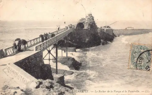 C016 Frankreich, Biarritz Le rocher de la Vierge et la Passerelle Postkarte 1907