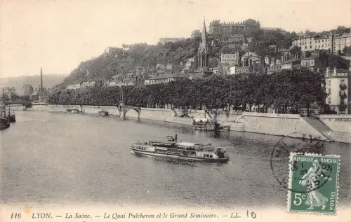 C015 Frankreich, Lyon La Soane 1908 alte Postkarte