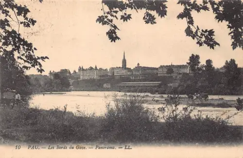 C016 Frankreich, Pau Les Bords du Gave 1922 alte Postkarte