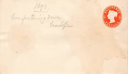A058 Großbritannien 1893 Queen Victoria Half Penny geprägter bedruckter Briefmarkeneinband