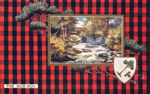 A056 Schottland The Rob Roy Clan tree bast tartan Bridge of Dolhart ostcard