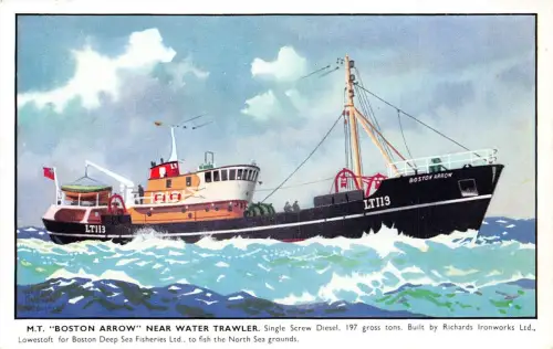 A057 Schiff MT Boston Arrow in der Nähe von Water Trawler Wellen gebaut von R Ironworks Postkarte