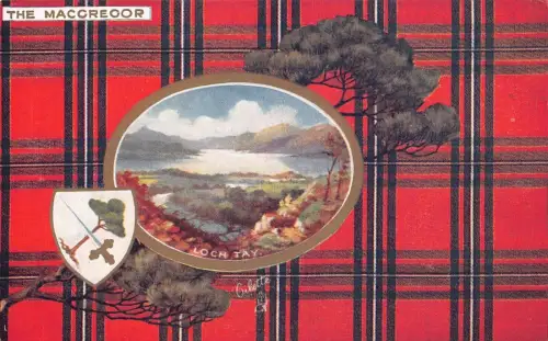 A056 Schottland The Maccgregor Clan Loch Tay See Wappen Baumzweig Postkarte