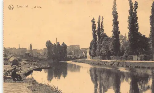 L312 Belgien Courtain La Lys River Vintage Postkarte