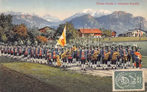 L146 Österreich 1920 Tiroler Musik Schützen Kapelle Musical Fanfare Flagge Postkarte