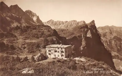 L309 Schweiz Engelberg Truebsee mit Bitzistock Vintage Postkarte