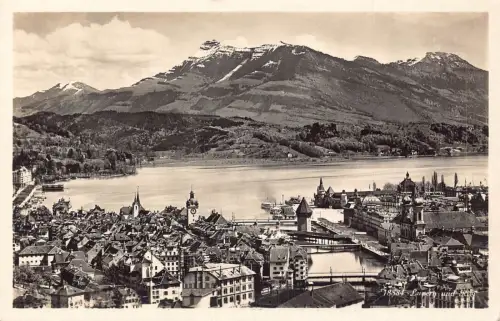 L309 Schweiz Luzern Panoramablick Vintage Postkarte