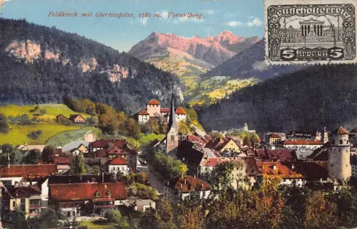 L146 Österreich 1921 Feldkirch Gurtisspitze Vorarlberg Vintage Postkarte