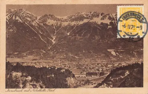 L146 Österreich 1923 Innsbruck mit Nordkette Tirol Berge Vintage Postkarte
