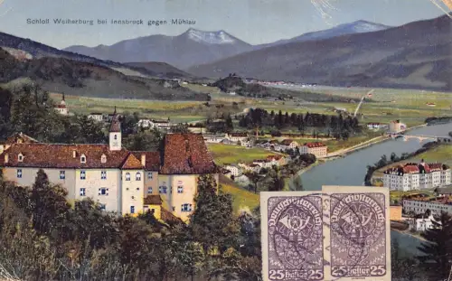 L146 Österreich 1920 Schloss Weiherburg Innsbruck gegen Mühlau Vintage Postkarte