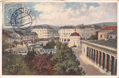 L146 Österreich 1921 Baden Josefplatz Vintage Postkarte