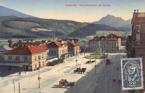 L146 Österreich 1920 Innsbruck Hauptbahnhof Serie Waggons Vintage Postkarte