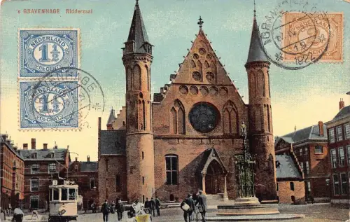 L143 Niederlande 1922 Den Haag Ridderzaal Straßenbahn Vintage Postkarte